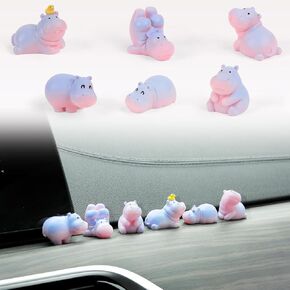 تماثيل لوحة معلومات سيارة ygmoner mini hippopotamus مجموعة من 6 لطيف 1Inch Hippo Car Decorations Kawaii Car Interior Decorities Exclseors for Hippo Lover
