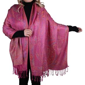 Women Paisley Pashmina Shawl Wrap Colorful Pattern Embroidered Reversible Winter Scarf