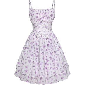 Scarlet Darkness Summer Sundress for Women Floral Sleeveless Spaghetti Strap Dress