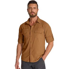 Men's Sun Protection Fishing Shirts Long Sleeve Travel UPF 50+ UV Quick Dry Cooling Safari Camping Hiking Button Down Shirts