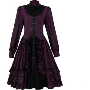 ZZEQYG Women Girls Gothic Lolita Victorian Dress Polyester Ruffle Dress with Bows