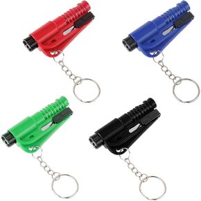 4 PCS Car Window Breaker Car Belt Cutter Keychain, Cars Belt Cutter and Glass Breakers with Survival Whistle, Emergency Escape Tool, Window Break Applicable 4 Color