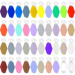 سلسلة مفاتيح فندق Lotmer 80 PCS فارغة مع حلقات رئيسية ، 40 لونًا من سلسلة مفاتيح موتيل بلاستيكية من أجل سلسلة مفاتيح DIY وعلامة الأمتعة