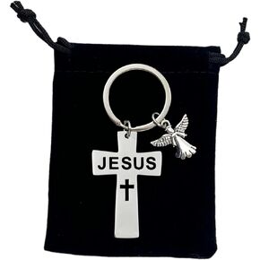 Graduation Gift Cross Keychain Christian Jewelry for First Communion Baptism Confirmation Religious Men Jesus Gift