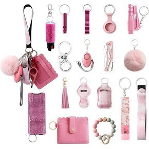 Wristlet Keychain Set with RFID Wallet Card Holder and Bottle Opener, Car Keychain Accessories for Women