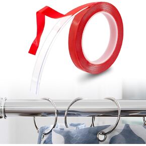 16.4 Ft Clear Curtain Rod Tape, Curtain Ring Slide/Smooth and Silent Curtain Rod Sliding/Curtain Spacers Accessories, Drapery Curtain Rings Hard Surface Wide, Make Curtains Slide Easier