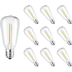 25 عبوة من مصابيح إديسون LED ST38، قاعدة 0.6 وات E12 لمبات إضاءة صغيرة عتيقة تعادل 7 وات، مصابيح بيضاء دافئة 2700 ك لأضواء سلسلة ST38، مضادة للكسر ومضادة للماء وقابلة للتعتيم، وليس للطاقة الشمسية