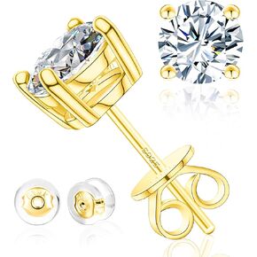 Moissanite Stud Earrings for Men & Women, 0.6-3CT D Color, GRA Certified, 925 Sterling Silver, 18K White Gold Plated, Lab-Created Moissanite Earrings, Hypoallergenic, wedding earrings.