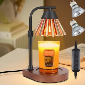 Dimmable Candle Warmer Lamp with Timer Adjustable Height for Scented Jar Candles Electric Candle Wax Melt Warmer for Home Decor Christmas Birthday Gifts for Women Mom(Gold yellow)