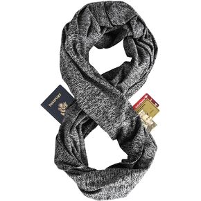Zero Grid Infinity Travel Scarf Loop with Hidden Zipper Pockets for Passport, Phone, Cash, Cards