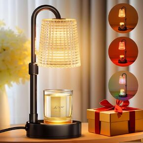 Candle Warmer Lamp, Adjustable Height Warm White Electric Candle Lamp Warmer with Timer and Dimmer for Scented Jar Candles House Warming Decor Women Gifts (Metal Base)
