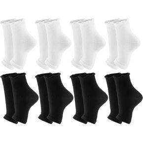 8 Pairs Ruffle Toeless Socks Cotton Pedicure Socks Cute Open Toe Anklet Flip Flop Frilly Toeless White Footies for Girls Women Yoga Spa Foot Massage
