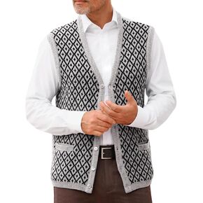 Runcati Mens Sweater Sweater Vest V Vitr Bunge Button أسفل سترات كارديجان سترات Argyle مع جيب