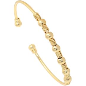 PEAS Fashion 18K Gold Plated Jewelry Lucky Charm Beads Open Cuff Bracelet