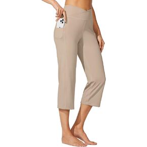 Willit Women's Yoga Capris Pants High Waist Leggings Crossover Straight Leg Athletic Exercise Workout Crop Capris 21"