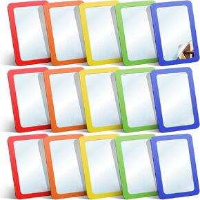 15 Pcs Small Mirrors for Kids 6 x 4 Inch Unbreakable Shatterproof Mirror for Crafts Square Round Corners Double Sided Preschool Facial Expression Classroom Mirror DIY Crafts ( 5 Bright Colors)