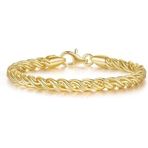 14K Gold Bracelets for Women Non Tarnish Braided Gold Chain Charm Bracelet Gift for Womens Men Hypoallergenic 5 Sizes 6.5'' 7" 7.5" 8" 8.5"