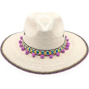 Straw Fedora Hat for Women - Wide Brim Sun Sat M/L Sizes (22"–23 1/8") UPF Summer Vacation Essentials, Handmade.