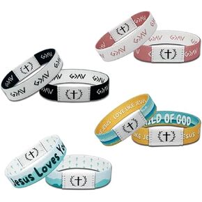 4PCS Daily Bible Verse Bracelets with NFC Scan for Women Men Teens Christian Jesus Faith Scripture Waterproof Wristbands