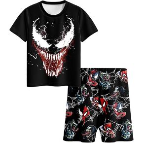 Boys Cool Hero Graphic Print 2 Piece Shirt and Shorts Set for Toddlers Big Kids