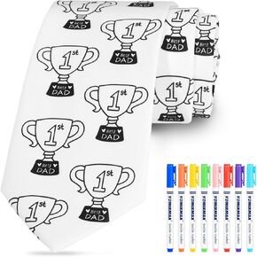 Father Day Craft Kit DIY Necktie Blank Tie with Fabric Markers for School Activities Birthday Party Favor Supplies