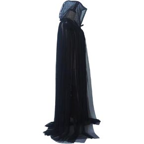 Tulle Cape مقنعين كامل الطول الكامل Cape Ghost Bride Costume Cloak 59 Inch