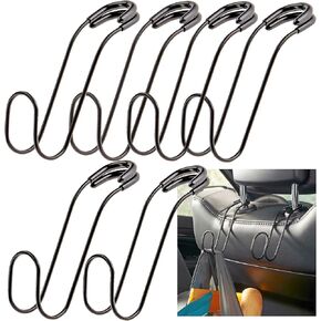 High Road Anbreakable Car Bag Hooks - خطافات كبيرة من مقعد السيارة للمحفظة ، حقيبة الظهر ، المعاطف ، القبعات والأكياس الثقيلة التي تصل إلى 40 رطلاً - مرفق آمن يناسب جميع منشورات مسند الرأس ، عبوة 2