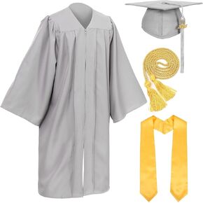 Unisex Adult Matte Graduation Cap and Gown Set with Honor Cord Gold Stoles for College School Bachelor Graduates