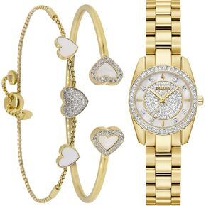 مجموعة مربع من الفولاذ المقاوم للصدأ من Bulova Ladies ، ومراقبة Quartz بيضاء ، ومراقبة الكوارتز ، وسرقة هارمة ، وسوار سلسلة بولو ، و 30 ملم: 98x137