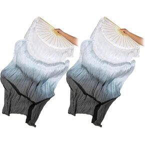 1 Pair Belly Dance Silk Fans, Chinese Dance Fan Veil, 180cm Length Dancing Fan, Props Silk Fan, Silk Belly Dance Fan Veil, Dancer Practice Long Imitation Dance, Gifts for Dancers
