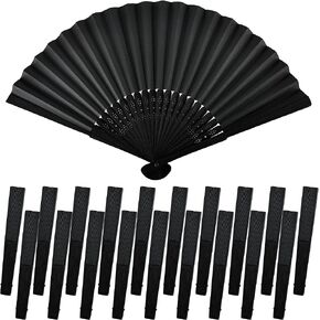 20 PCS أسود طي المعجبين باليد الرجعية الصينية مروحة مروحة الخيزران مروحة اليد المعجبين بالنساء للنساء ، الزفاف ، الحفلات تزيين DIY