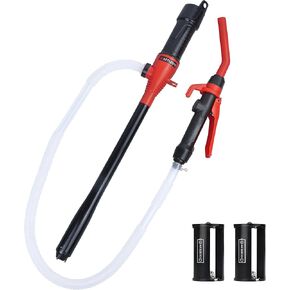Portable Fuel Transfer Pump, Push-On Tip, Battery Operated Electric Siphon Pump for Transferring Gasoline, Fuel Oil, Diesel and Water, 2.2 GPM, Manual Fuel Pump