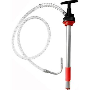 Manual Liquid Pump, Fluid Transfer Pump, Portable Oil Hand Pump for Fuel Removal, Push Suction Pump Extractor for 5 Gallon(20L) Bucket with 50 in Hose and Nozzle