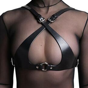 Women's Sexy PU Leather Bra Cross Cage Bra Lingrie Cage Bra Strappy Harness for Women Crop Top Bra Cupless Cage Bra