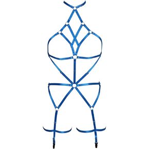 Women's Lingerie cage Set Full Body Harness Bra Garter Punk Gothic Belt Festival Rave Adjustable Strap Stretchy Fabric