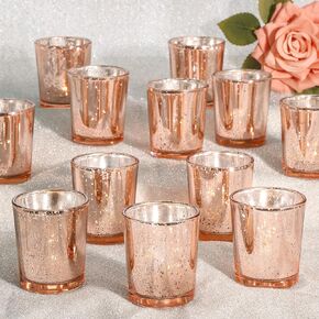 KEYWING 24PCS Gold Glass Votive Candle Holders,Tea Lights Candles Holders for Table Centerpieces, Home, Bridal Shower, Birthday, Festival Party Table Decor