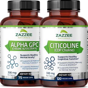 Zazzee Citicoline CDP Choline Capsules and Alpha GPC Choline Capsules