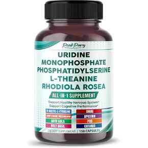 Premium All-in-1 uridine ، phosphatidylserine ، L-theanine & rhodiola-يدعم الجهاز العصبي والأداء المعرفي-المصنوع في الولايات المتحدة الأمريكية-150 كبسولة