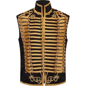 Ro Rox Sleeveles Jacket Adam Men's Military Marching Band Drummer Music Festival, Black, 3XL