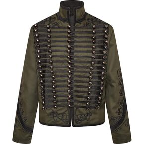 Ro Rox Rifleman Jacket Napoleonic Men Men Militive Drummer Parade ، Green ، 4XL