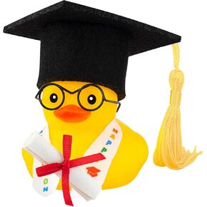 wonuu Graduation Gift Duck Car Dashboard Decorations Rubber Duck Car Ornaments for Nearsighted Glasses Graduation Sash Certificate for Associate, Dark Blue