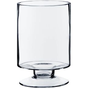 WGVI Clear Glass Resperstal Hurricane Candle حامل ، 4.4 "W ، 5.9" H ، مزهرية زخرفية لشموع العمود ، أسطوانة شموع قصيرة ، قطع مركزية ، ديكور منزلي ، تصميم أنيق ، قطعة واحدة