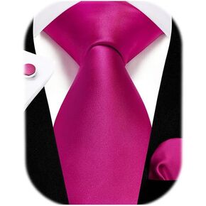 Enlision Mens Ties Solid Color Satin Necktie Ties for men Handkerchief Cufflinks Pocket Squares for Wedding in Kuwait