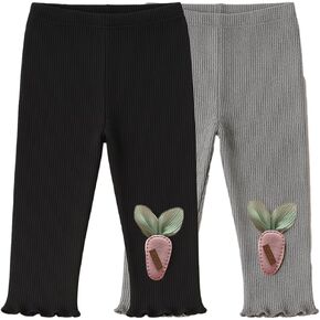 WEONEDREAM 2 Packs Girls Capris Leggings Breathable Soft Toddlers Cropped Pants for Summer in Kuwait