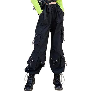 Womens Gothic Pants High Waisted Baggy Cargo Pants Harajuku Y2k Street Loose Punk Pants with Chain in Saudi Arabia