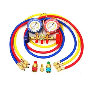 R12 R22 R134a R404a Manifold Gauge Set 3" Gauge HVAC A/C Charging Service 59 in. Long Hose CA-HD85