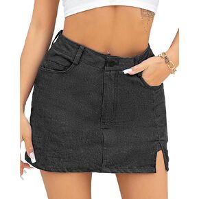 We1Fit Skorts for Women High Waisted Trendy Denim Mini Skirt Side Slit Jean Shorts Stretchy Skirts in Kuwait