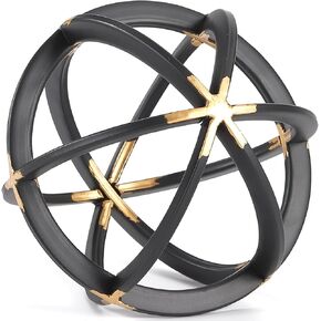 7" Metal Sphere Decor, Metal Coffee Table Decor Sculpture - Black & Gold, Abstract Tabletop Decorative Ball for Home, Decorative Balls for Centerpiece Bowls