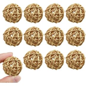 12pcs 1.2 بوصة من الكرات الذهب الراتان تتلاشى الأجرام السماوية المزخرفة المقاومة للمنزل الزفاف الأوعية المركزية الأوعية مزهرية مزهرية المجالات الزخرفية لزخار الأوعية (30 ملم)