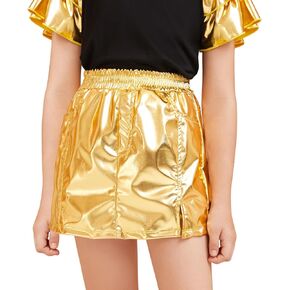Perfashion Girls Metallic Skirt split hem mini skort high phected with goples dance 4-13y